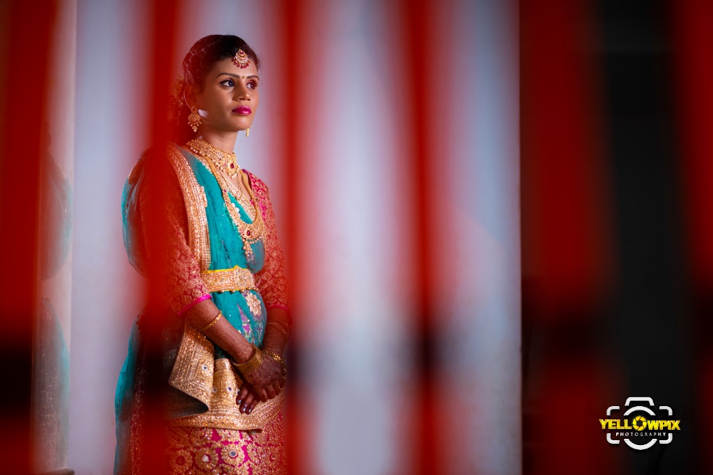 Bridal Grace Through Curtains