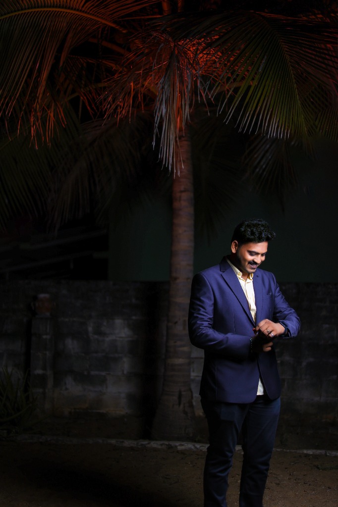 Midnight Palms Suit Portrait